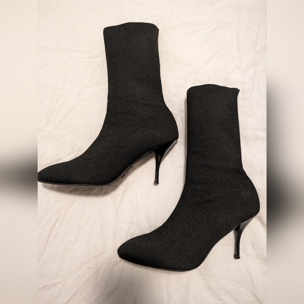 Stuart Weitzman Violetta 80 fabric sock stretch knit bootie 8.5
